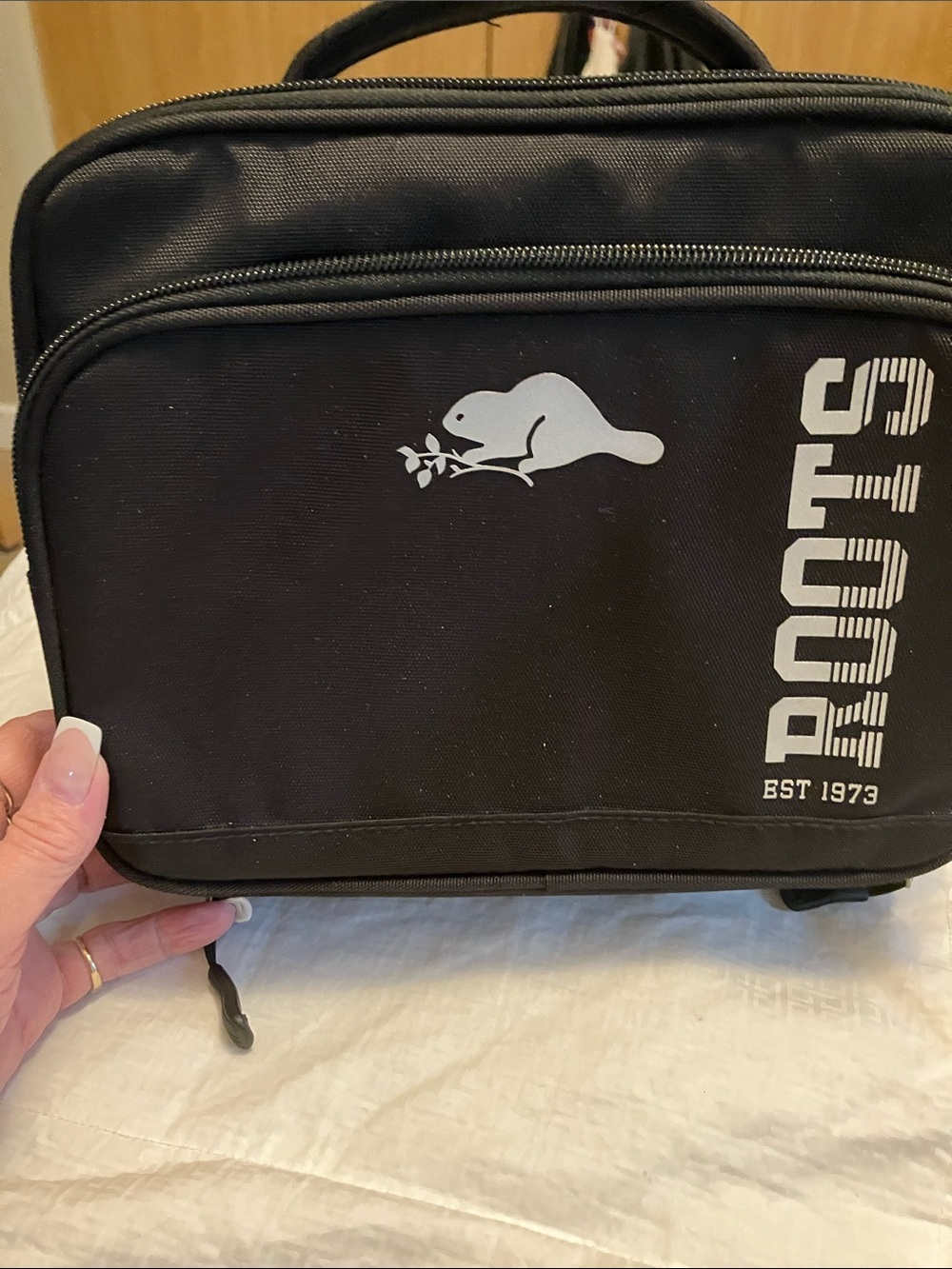 Roots Black Toiletry Kit with White Logo